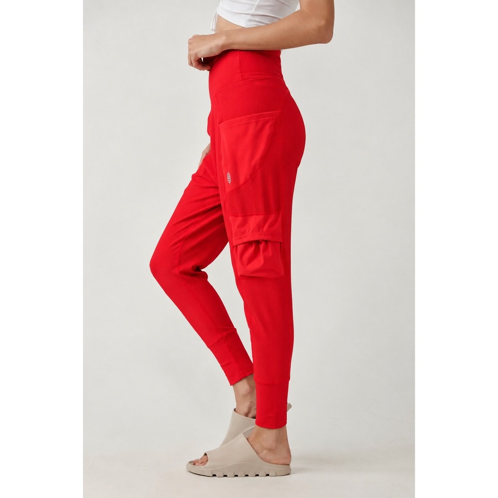 Free People FP Movement S Off Road Joggers Pants Utility Slouchy Red Relaxed